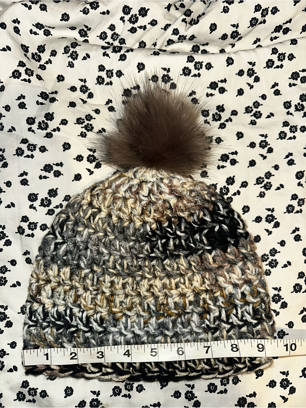 Hand Crocheted Pom-Pom Hat - Picture 3 of 5